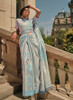 Beautiful Sky Blue Weaved Traditional Satin Silk Saree