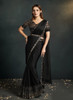 Beautiful Black Golden Sequence Embroidery Wedding Saree