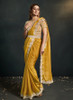Beautiful Yellow Sequence And Appliqu Embroidery Wedding Saree