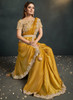 Beautiful Yellow Sequence And Appliqu Embroidery Wedding Saree