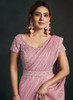 Beautiful Light Pink Sequence And Appliqu Embroidery Wedding Saree
