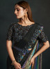 Beautiful Black Multi Sequence And Appliqu Embroidery Wedding Saree