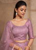 Beautiful Purple Floral Print And Sequence Embroidery Ruffled Lehenga Choli