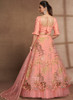 Beautiful Peach Floral Print And Sequence Embroidery Ruffled Lehenga Choli