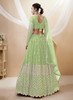 Beautiful Light Green Mirror Work Embroidery Wedding Lehenga Choli