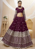 Beautiful Wine Mirror Work Embroidery Wedding Lehenga Choli