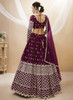 Beautiful Wine Mirror Work Embroidery Wedding Lehenga Choli