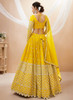 Beautiful Yellow Mirror Work Embroidery Wedding Lehenga Choli