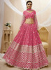 Beautiful Pink Mirror Work Embroidery Wedding Lehenga Choli