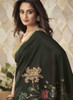 Beautiful Olive Green Two Tone Digital Floral Printed Silk Saree