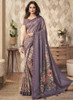 Beautiful Purple Two Tone Digital Floral Printed Silk Saree