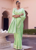 Beautiful Green Weaved Handloom Pure Linen Traditional Saree