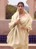 Beautiful Off White Weaved Handloom Pure Linen Traditional Saree