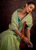 Beautiful Green Two Tone Embroidered Organza Silk Saree