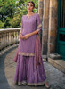 Beautiful Purple Traditional Embroidery Wedding Gharara Style Suit
