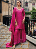 Beautiful Hot Pink Traditional Embroidery Wedding Gharara Style Suit