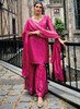 Beautiful Hot Pink Traditional Embroidery Wedding Gharara Style Suit