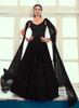 Beautiful Black Sequence Embroidery Cape Style Designer Gown