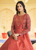 Beautiful Burnt Orange Sequence Embroidered Anarkali Gown With Jacket