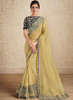 Beautiful Yellow And Blue Embroidered Traditional Wedding Saree49