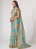Beautiful Sky Blue Floral Print And Sequence Embroidery Organza Saree56