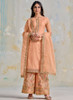 Beautiful Peach Multi Embroidered Wedding Palazzo Suit87