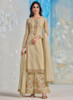 Beautiful Beige Multi Embroidered Wedding Palazzo Suit91