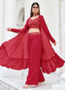 Beautiful Red Mirror Work Embroidery Cape Style Co-Ord Palazzo Set100