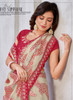 Beautiful Beige And Red Embroidery Georgette Jacquard Saree