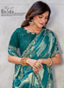 Beautiful Turquoise Stone Work Embroidery Georgette Jacquard Saree