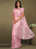 Beautiful Pink Sequence Embroidery Designer Silk Saree