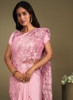 Beautiful Pink Sequence Embroidery Designer Silk Saree