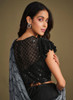 Beautiful Black And Grey Sequence Embroidery Designer Saree