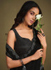 Beautiful Black Sequence Embroidery Saree With Jacket