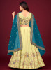 Beautiful Yellow And Blue Multi Embroidery Wedding Lehenga Choli184