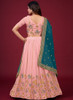 Beautiful Pink And Blue Multi Embroidery Wedding Lehenga Choli185