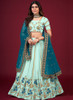 Beautiful Blue Two Tone Multi Embroidery Wedding Lehenga Choli187