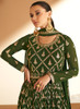 Beautiful Olive Green Sequence Embroidery Wedding Anarkali Gown174