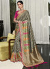 Beautiful Grey And Pink Handwork Embroidery Silk Saree211