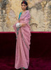 Beautiful Pink And Turquoise Embroidered Organza Silk Saree213