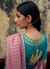 Beautiful Pink And Turquoise Embroidered Organza Silk Saree213