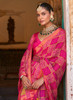 Beautiful Fuchsia Pink Printed Brasso Silk Saree219