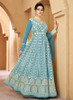 Beautiful Teal Blue Lucknowi Embroidery Anarkali Gown228