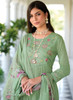 Beautiful Pastel Green Embroidery Cotton Anarkali Pant Suit251