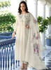 Beautiful Off White Embroidery Cotton Anarkali Pant Suit252