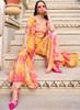 Beautiful Yellow Tie-dye Printed Cape Style Co-Ord Palazzo257