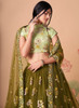 Beautiful Mehendi Green Multi Embroidery Wedding Lehenga Choli262
