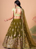 Beautiful Mehendi Green Multi Embroidery Wedding Lehenga Choli262