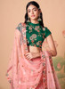 Beautiful Peach And Green Multi Embroidery Wedding Lehenga Choli272