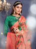 Beautiful Orange Floral Print And Sequence Silk Saree288